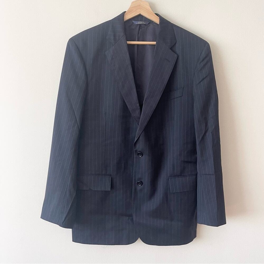 Brooks Brothers Navy Pinstripe Men's Wool Blazer Italian Fabric Size 41R